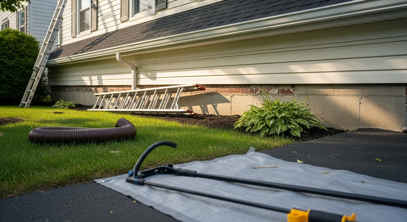 New gutters installed along roofline of residential home