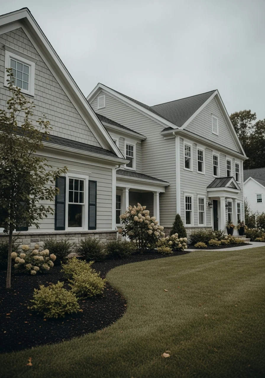 Canton home's front entrance with a well-maintained yard and clear property boundaries.